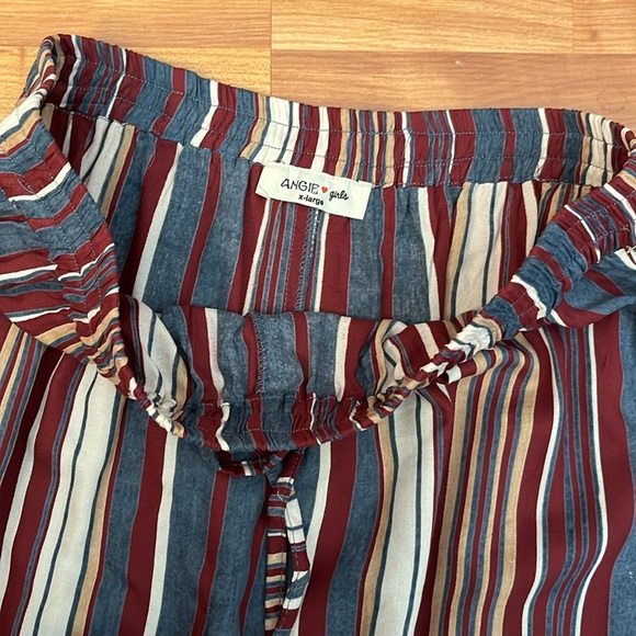 Angie Girl's Flare Ruffle Striped Wide-Leg Pants - Picture 3 of 5